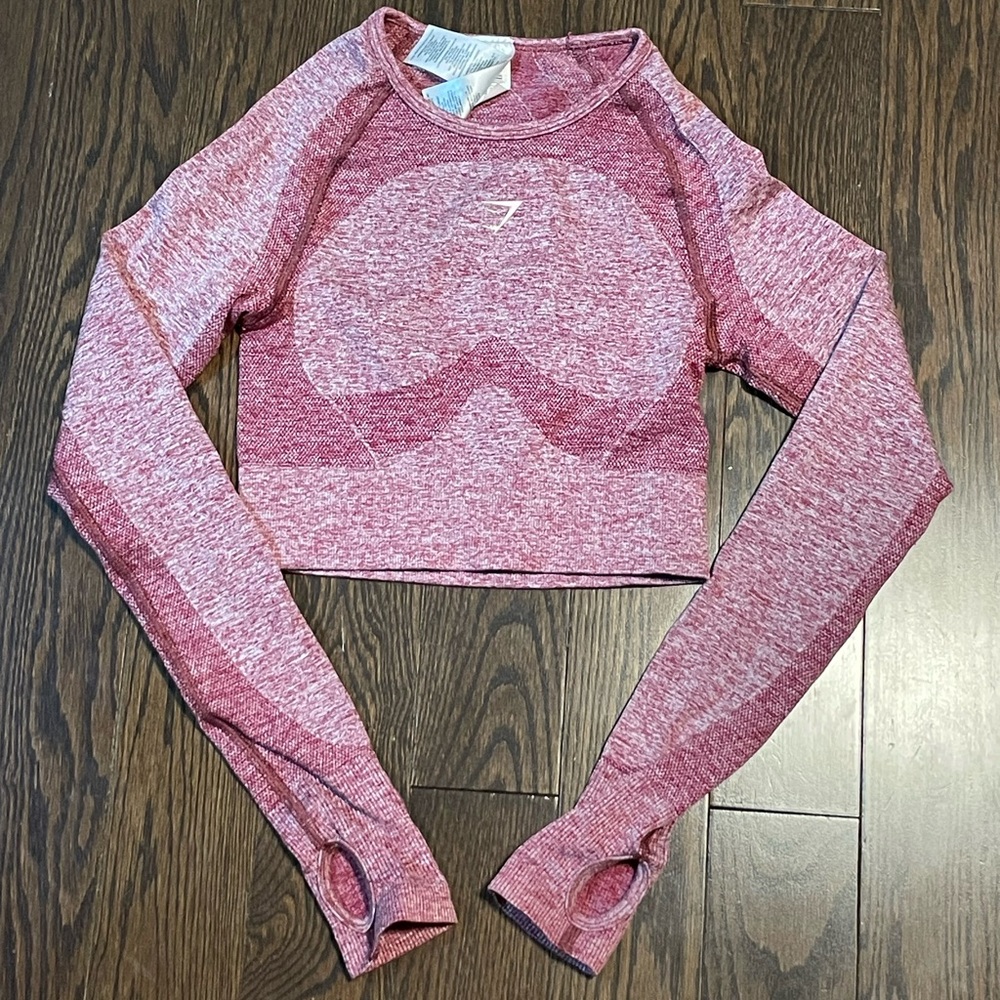 Gymshark Flex Sports Long Sleeve Crop Top in Burgundy Marl